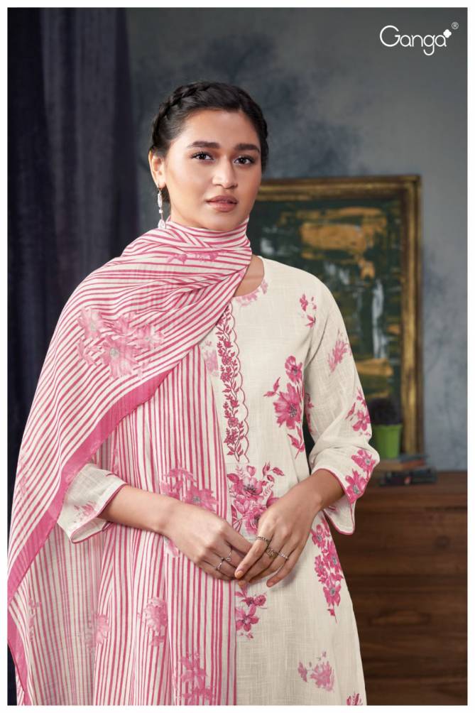 Shreenikia 2725 By Ganga Print Embroidery Premium Cotton Dress Material Wholesale Shop In Surat